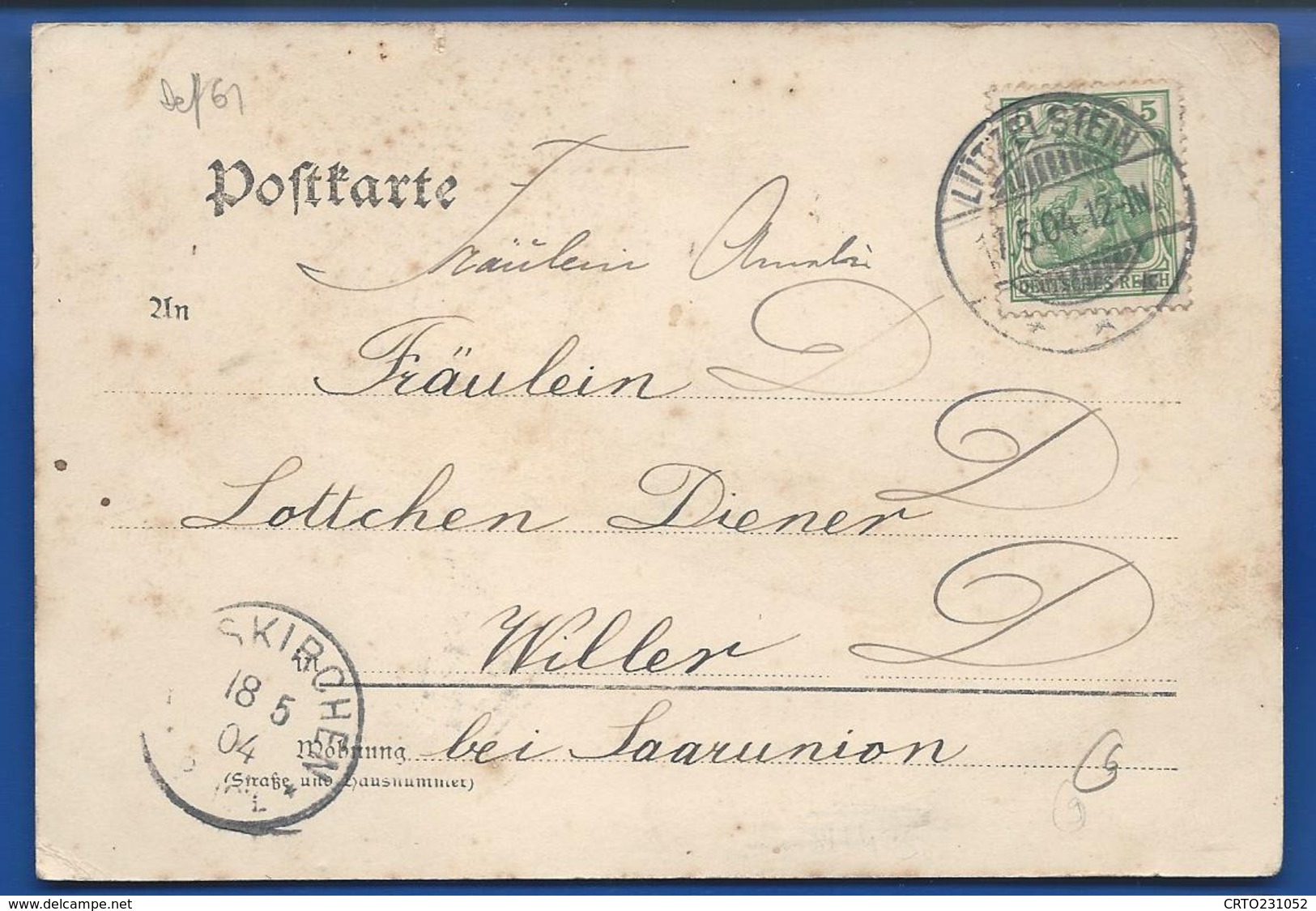 Gruss Aus   ERKARTSWEILLER  Bei Lützelstein      écrite En 1904 - Sonstige & Ohne Zuordnung
