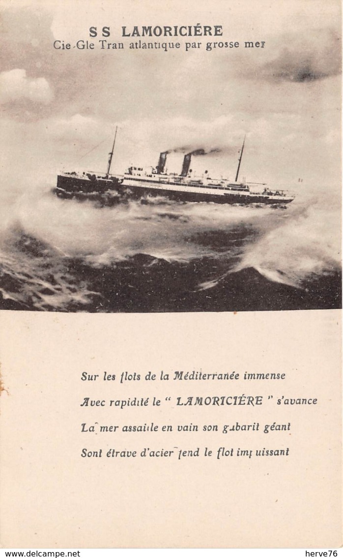 Paquebot - S S LAMORICIERE - Compagnie Générale Transatlantique Par Grosse Mer - Paquebots