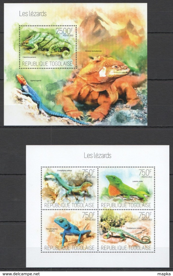 TG682 2013 TOGO TOGOLAISE FAUNA REPTILES LES LEZARDS LIZARDS KB+BL MNH - Other & Unclassified