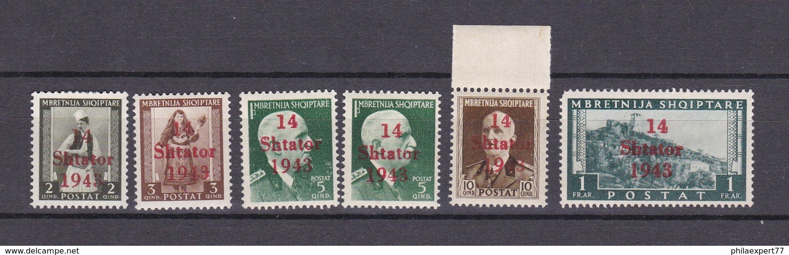 Albanien - 1943 - Michel Nr. 2/5+11 - Ungebr./Postfrisch - Besetzungen 1938-45