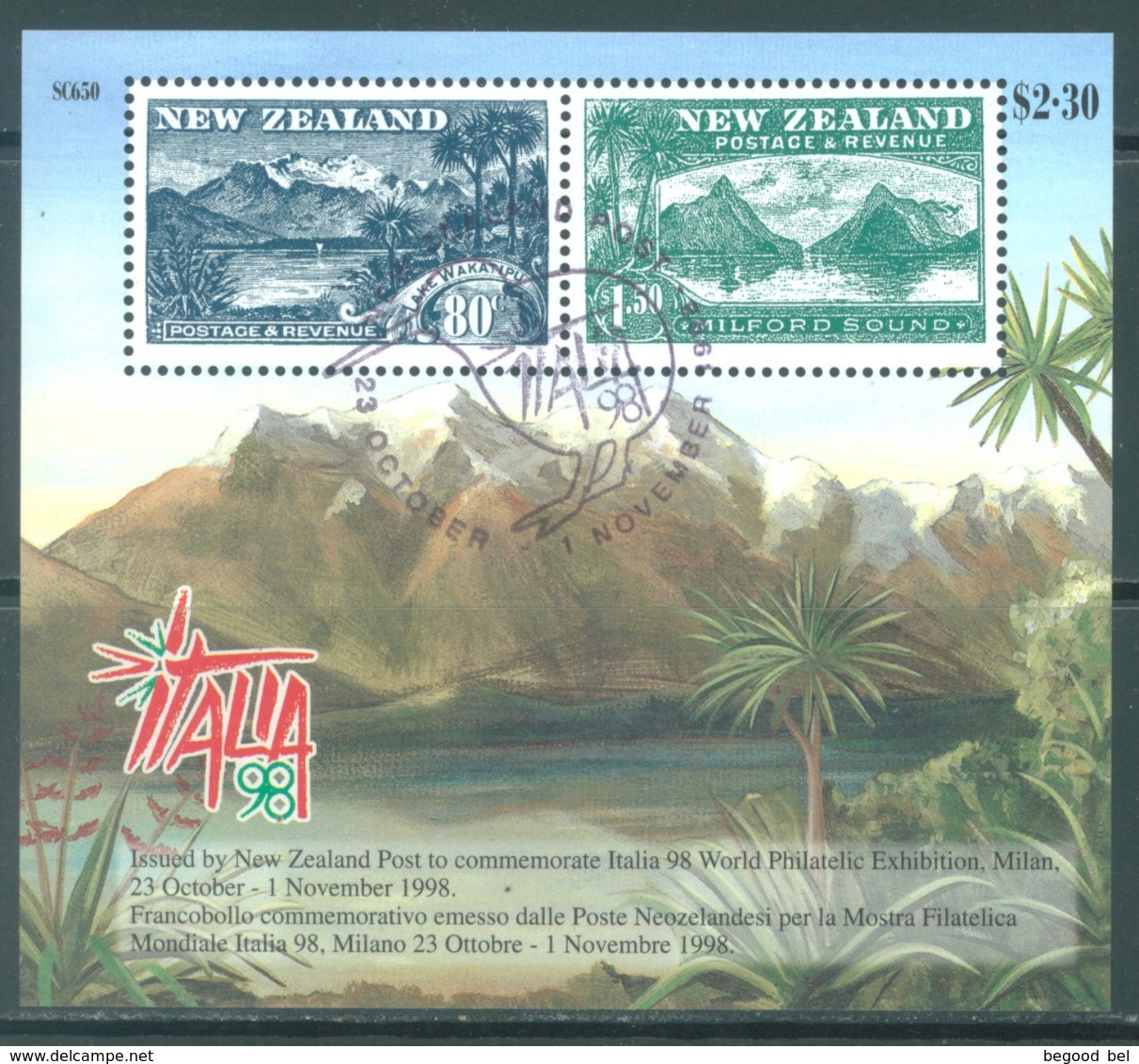 NEW ZEALAND - USED/OBLIT. - 1998 - ITALIA EXPO LANDSCAPE - Yv 126 -  Lot 20633 - Blocs-feuillets