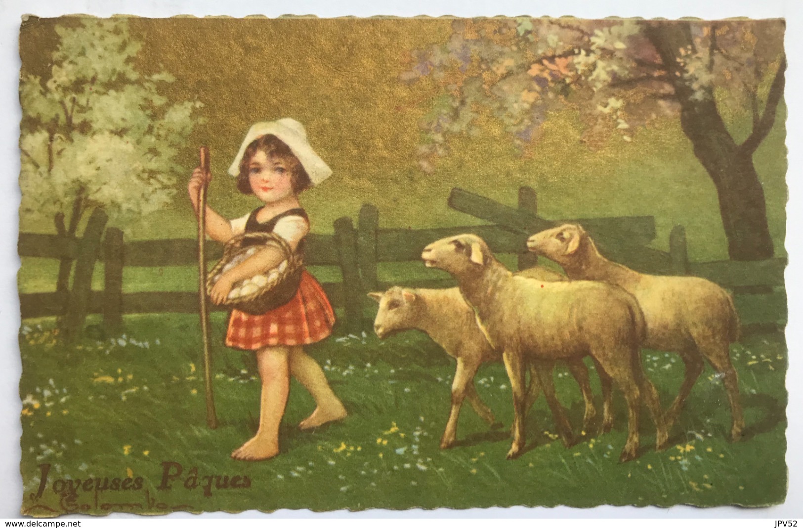 (1453) Joyeuses Pâques - Gisèle, Het Herderinnetje Met Lammeren  - 1912 - Ostern