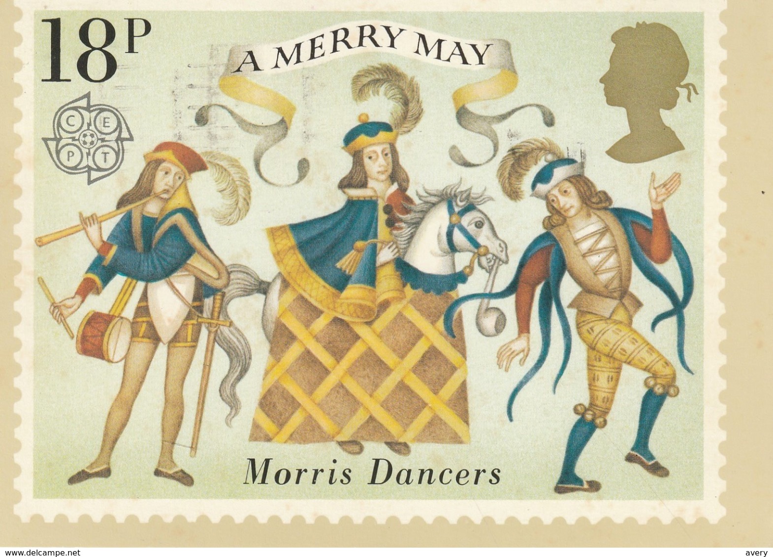 18 P Stamp United Kingdom A Merry May Morris Dancers - Timbres (représentations)