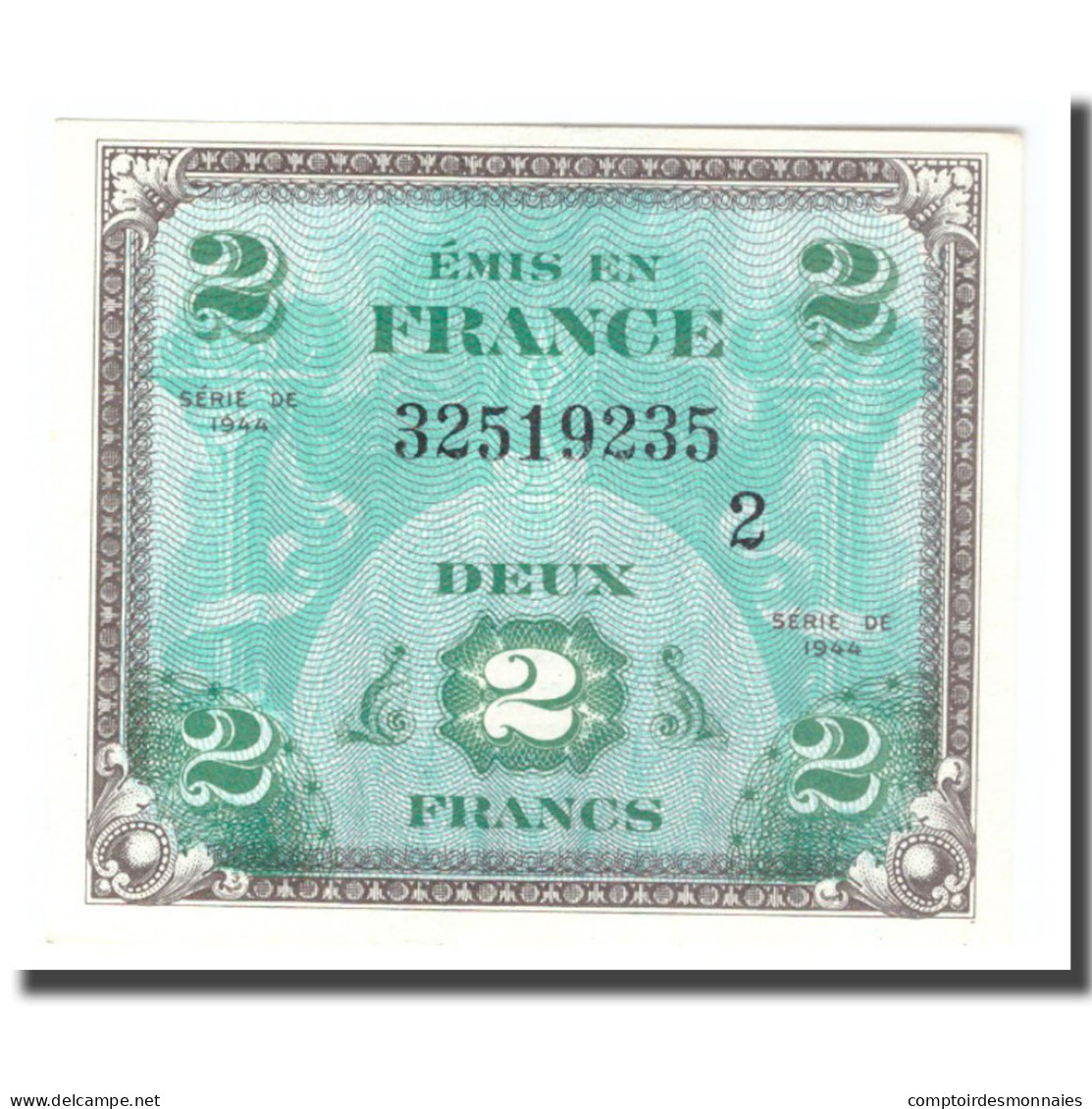 France, 2 Francs, Drapeau/France, 1944, 1944, SPL+, Fayette:VF16.2, KM:114b - 1944 Flag/France