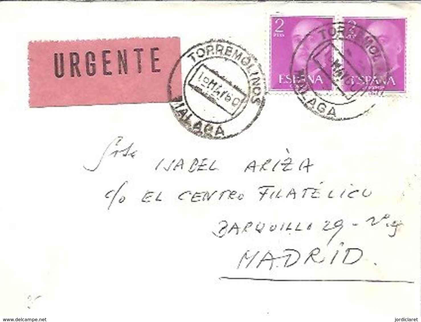 CARTA 1960  URGENTE  TORREMOLINOS - Cartas & Documentos