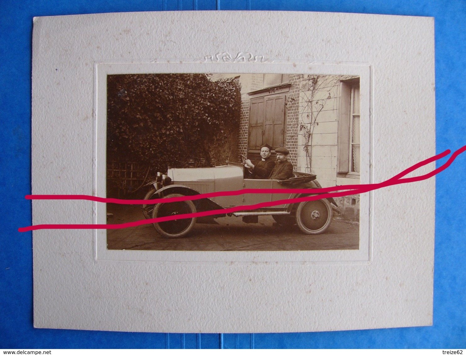 L'abbé Pély Et Son Frère Dans Leur Automobile 1923 - Automobile