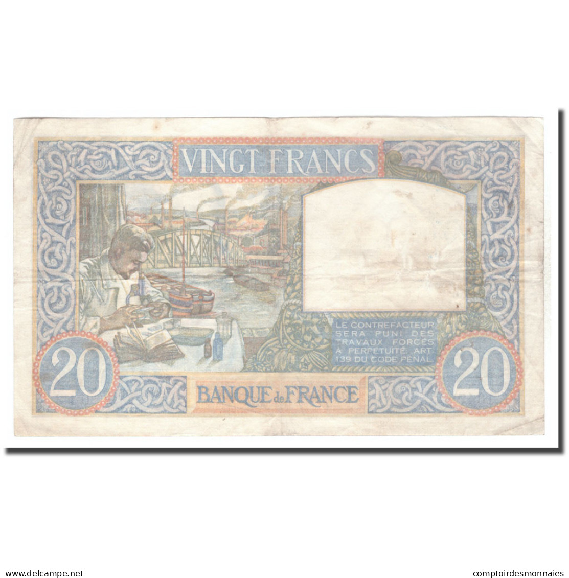 France, 20 Francs, Science Et Travail, 1940, 1940-10-17, TB+, Fayette:12.9 - 20 F 1939-1942 ''Science Et Travail''