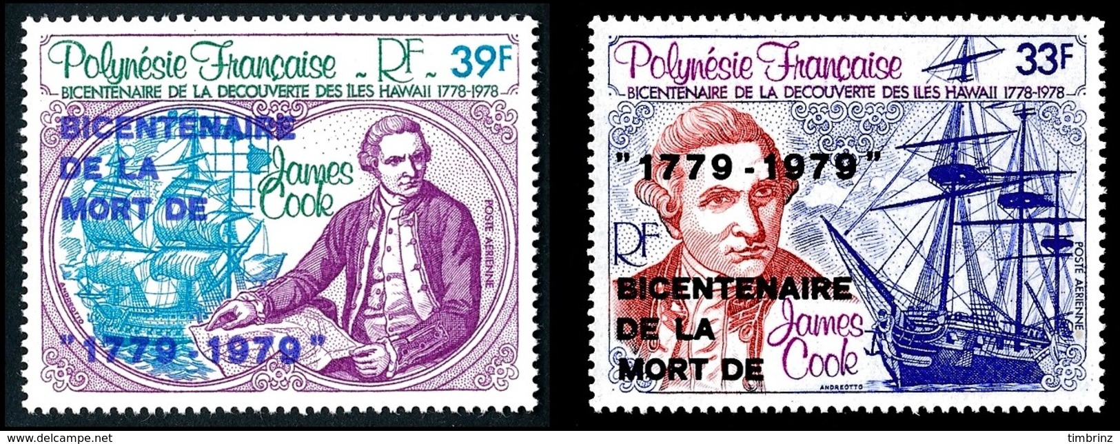 POLYNESIE 1979 - Yv. PA 142 Et 143 **   Cote= 7,00 EUR - James Cook, Iles Hawaii AVEC Surcharge (2 Val)  ..Réf.POL24426 - Unused Stamps