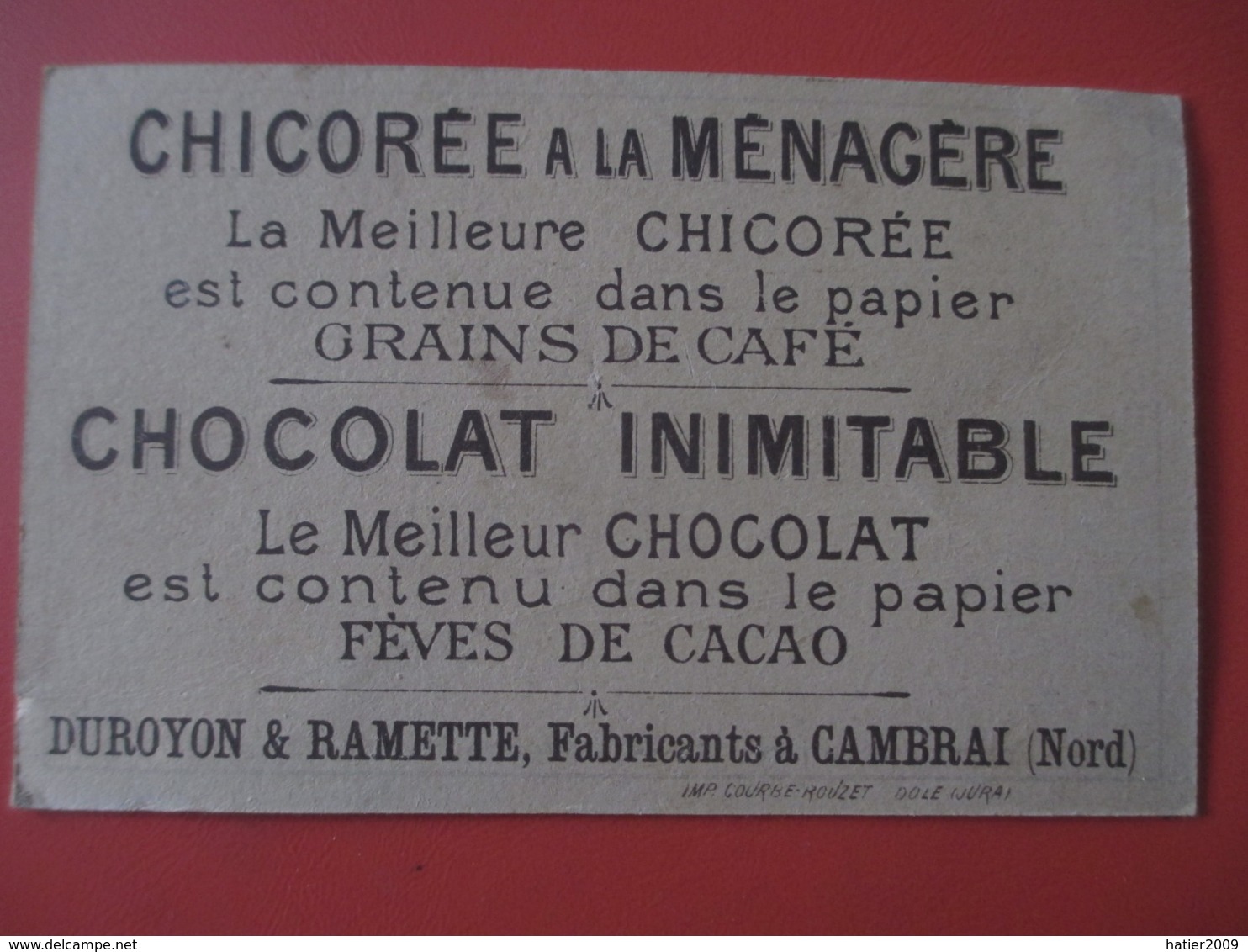 Chicorée La Ménagère Duroyon Ramette Cambrai_ Chromo Ombres Chinoises_Presentation Du Jury Foire Aux Cochons - Other & Unclassified