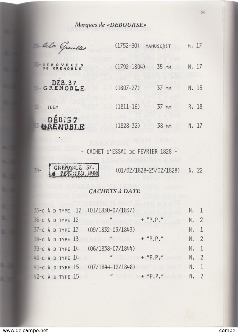 RARE. LES MARQUES POSTALES ET LES OBLITERATIONS DE L'ISERE 1608-1876. PIERRE SOUCHON. 261 PAGES. FORMAT A4 / TIROIR HAUT - Sonstige & Ohne Zuordnung