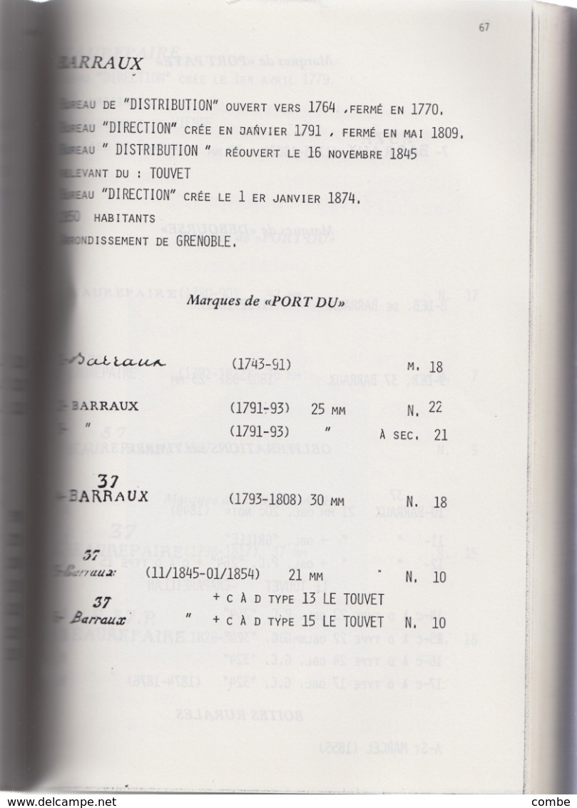 RARE. LES MARQUES POSTALES ET LES OBLITERATIONS DE L'ISERE 1608-1876. PIERRE SOUCHON. 261 PAGES. FORMAT A4 / TIROIR HAUT - Sonstige & Ohne Zuordnung