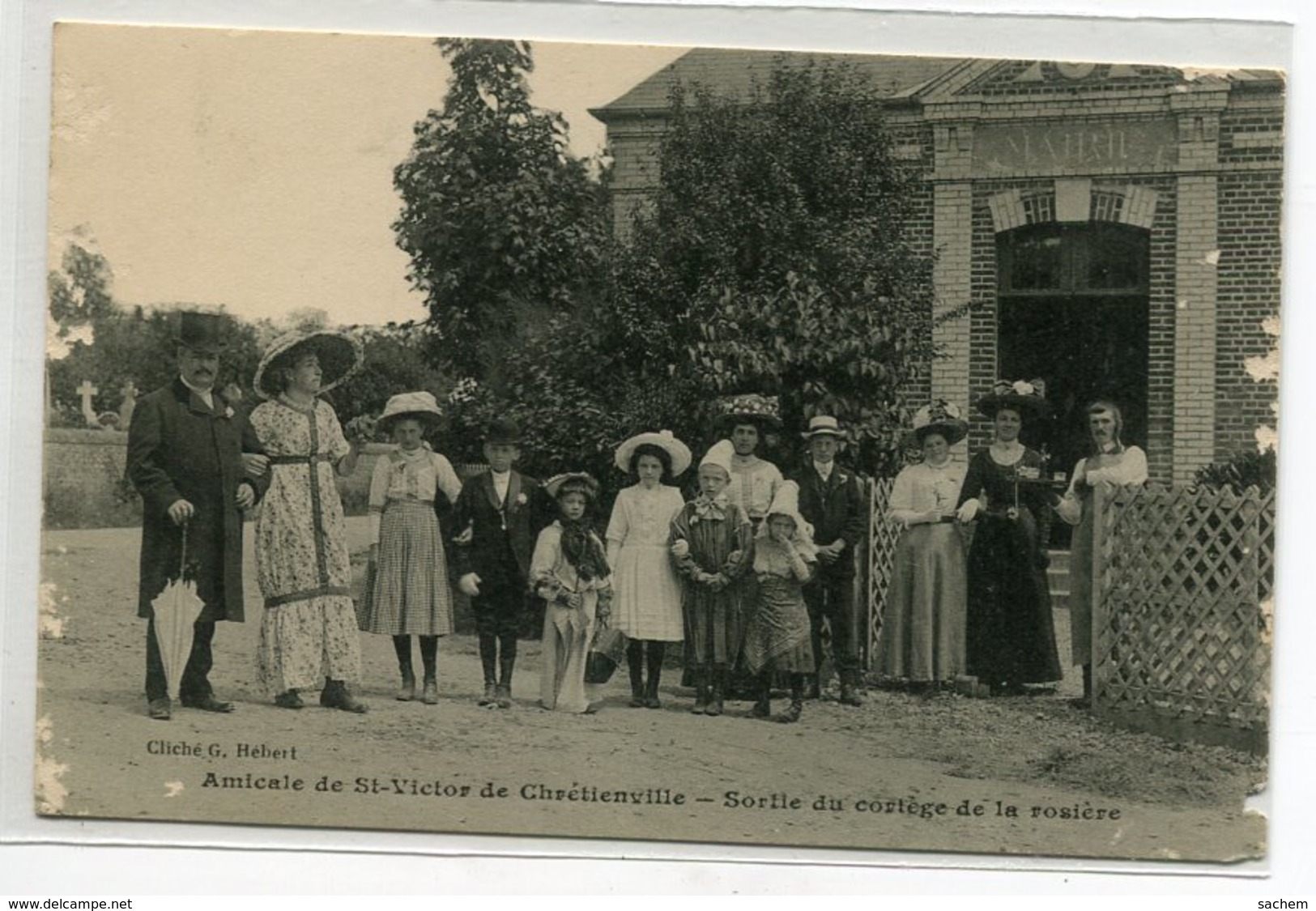 27 ST SAINT VICTOR De CHRETIENVILLE  Amicale Sortie Du Cortege De La Rosiere Cliché G Hebert 1910  D18 2019 - Other & Unclassified