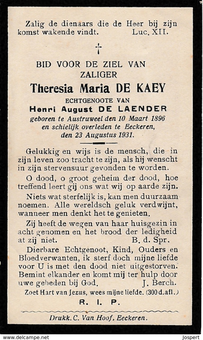 Austruweel, Ekeren, 1931, Theresia De Kaey, De Laender - Santini