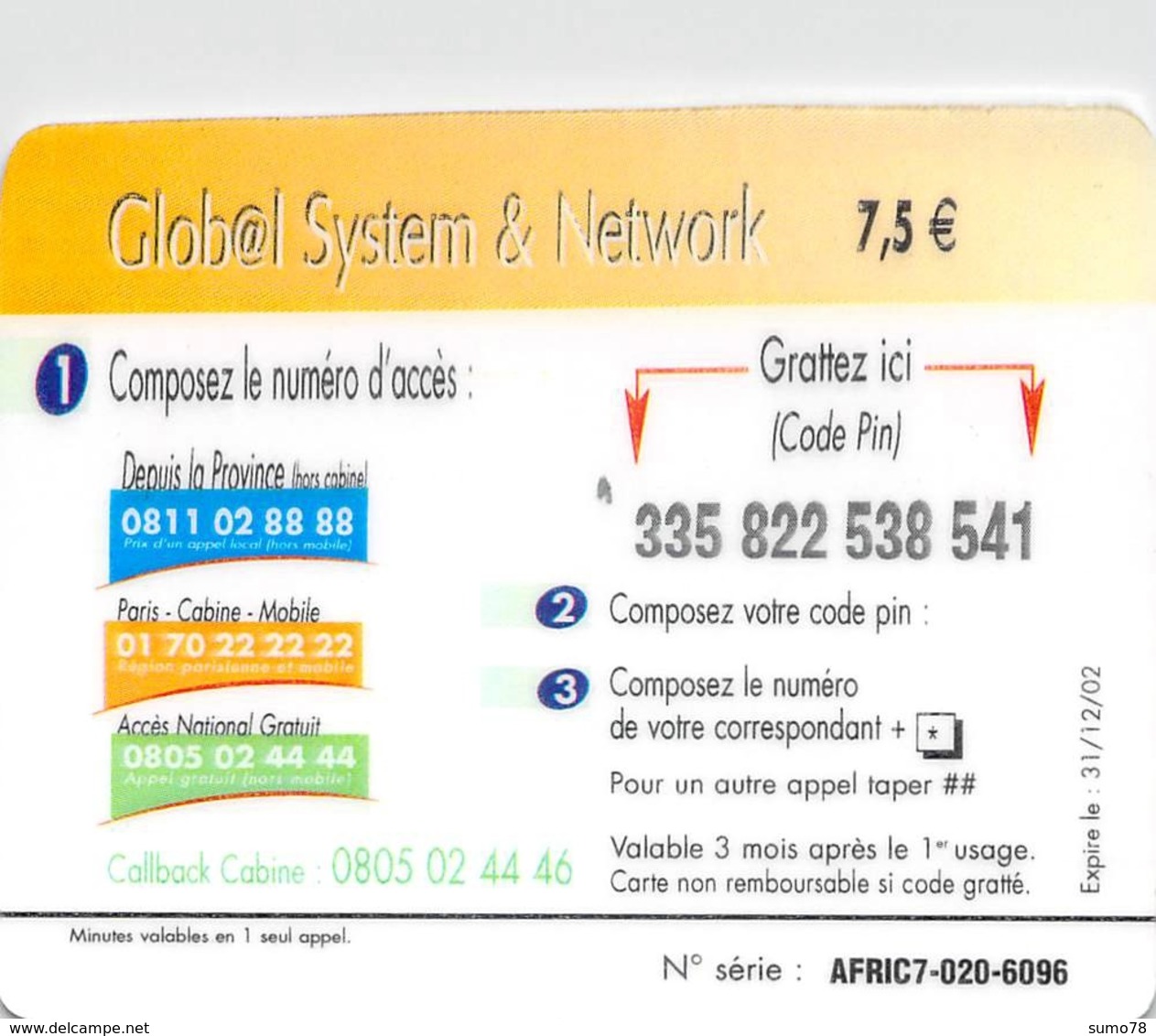 Carte Prépayée - MONDIAL   -  7.5 € - Andere & Zonder Classificatie