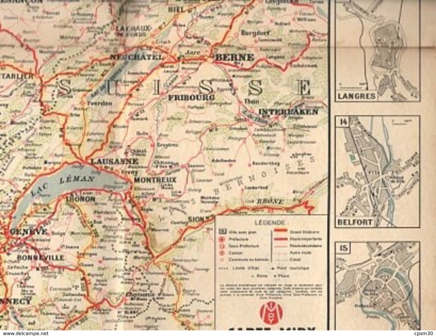 Carte Routière France, Réservée Aux Médecins Par Laboratoires MIDY N° 3, 40x60cm, - Geographical Maps