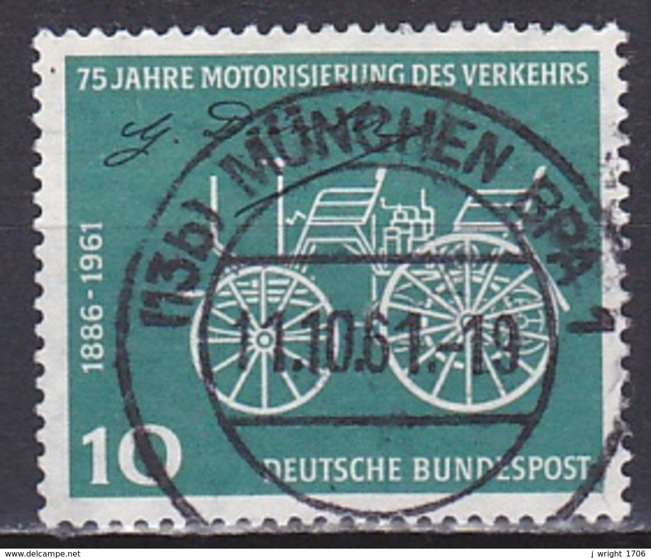 FRG/1961 - Mi 363 - 10 Pf - USED/'(13b) MÜNCHEN BPA 1' - Oblitérés