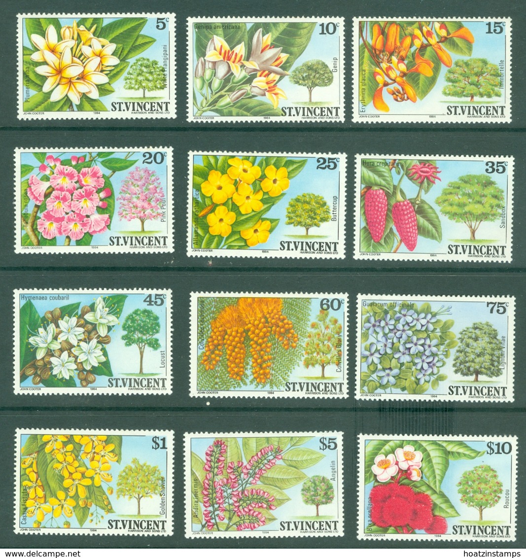 St Vincent: 1984   Flowering Trees And Shrubs Set (incl. 'SPECIMEN)   SG764-775    MH - St.Vincent (...-1979)