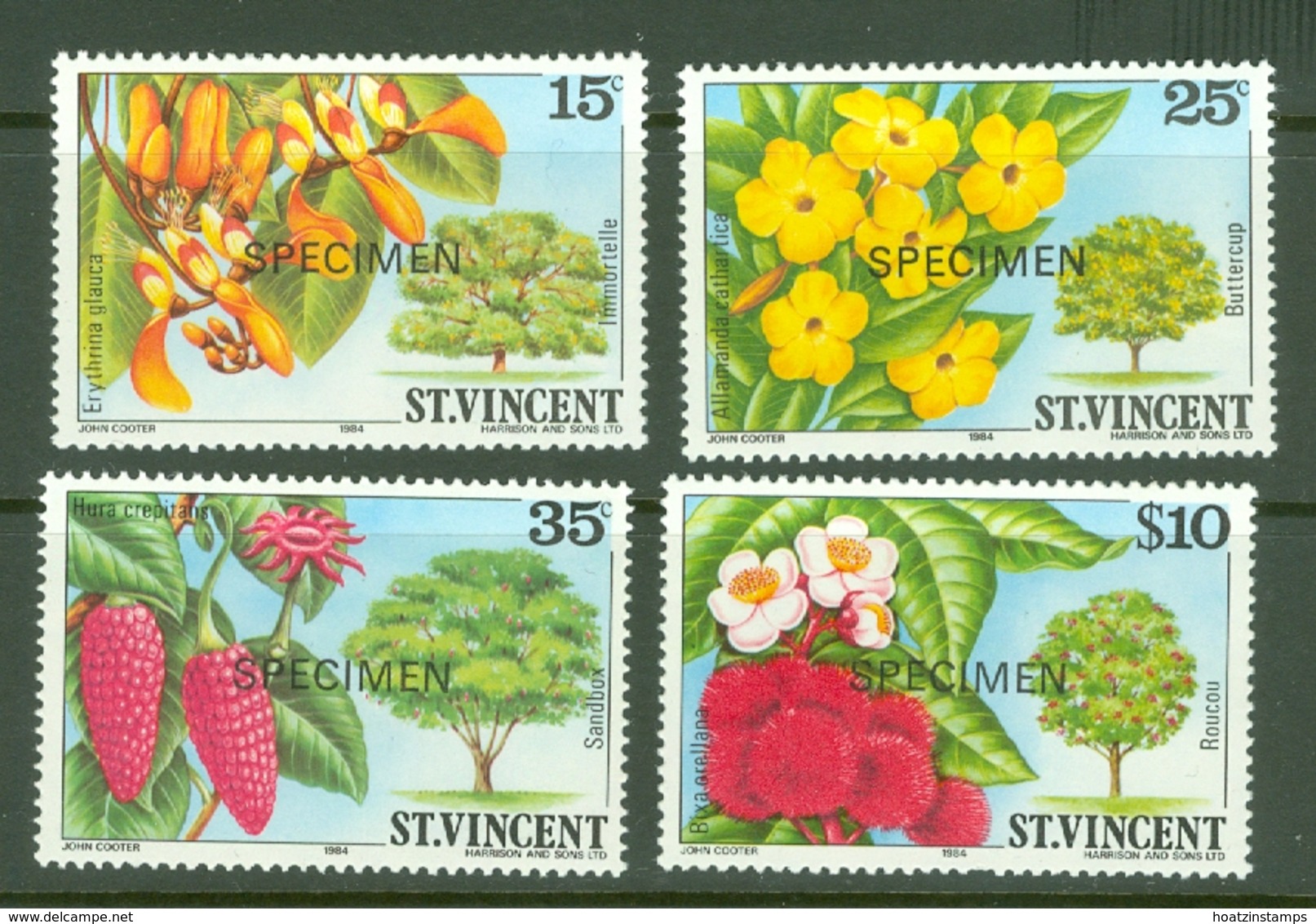 St Vincent: 1984   Flowering Trees And Shrubs Set (incl. 'SPECIMEN)   SG764-775    MH - St.Vincent (...-1979)