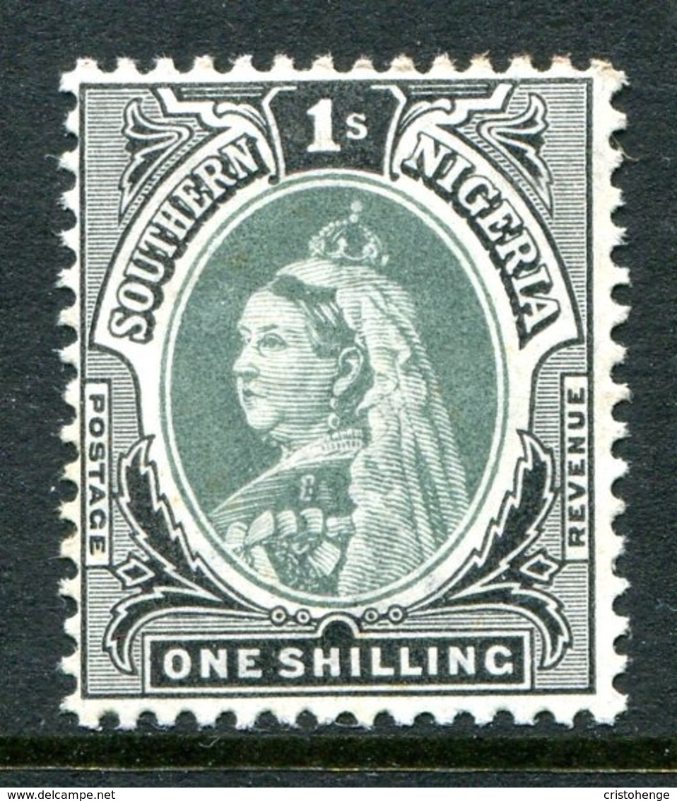 Southern Nigeria 1901-02 QV - Wmk. Crown CA - 1/- Green & Black HM (SG 6) - Nigeria (...-1960)