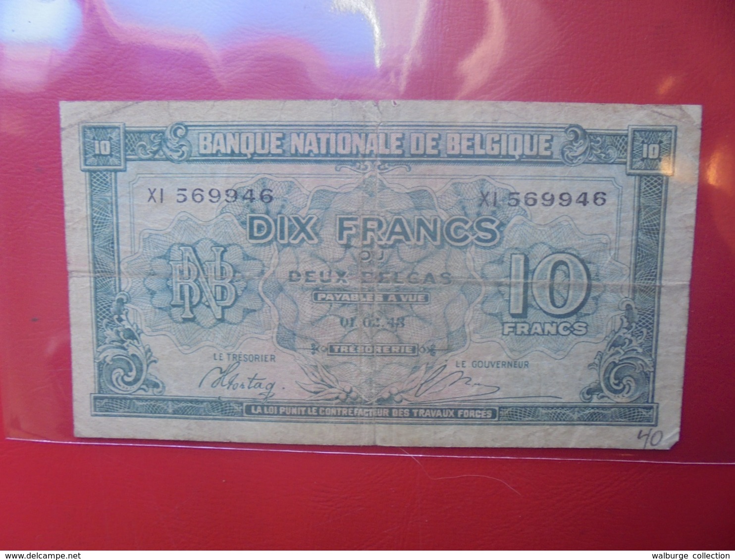 BELGIQUE 10 FRANCS 1943 CIRCULER - 10 Francs-2 Belgas