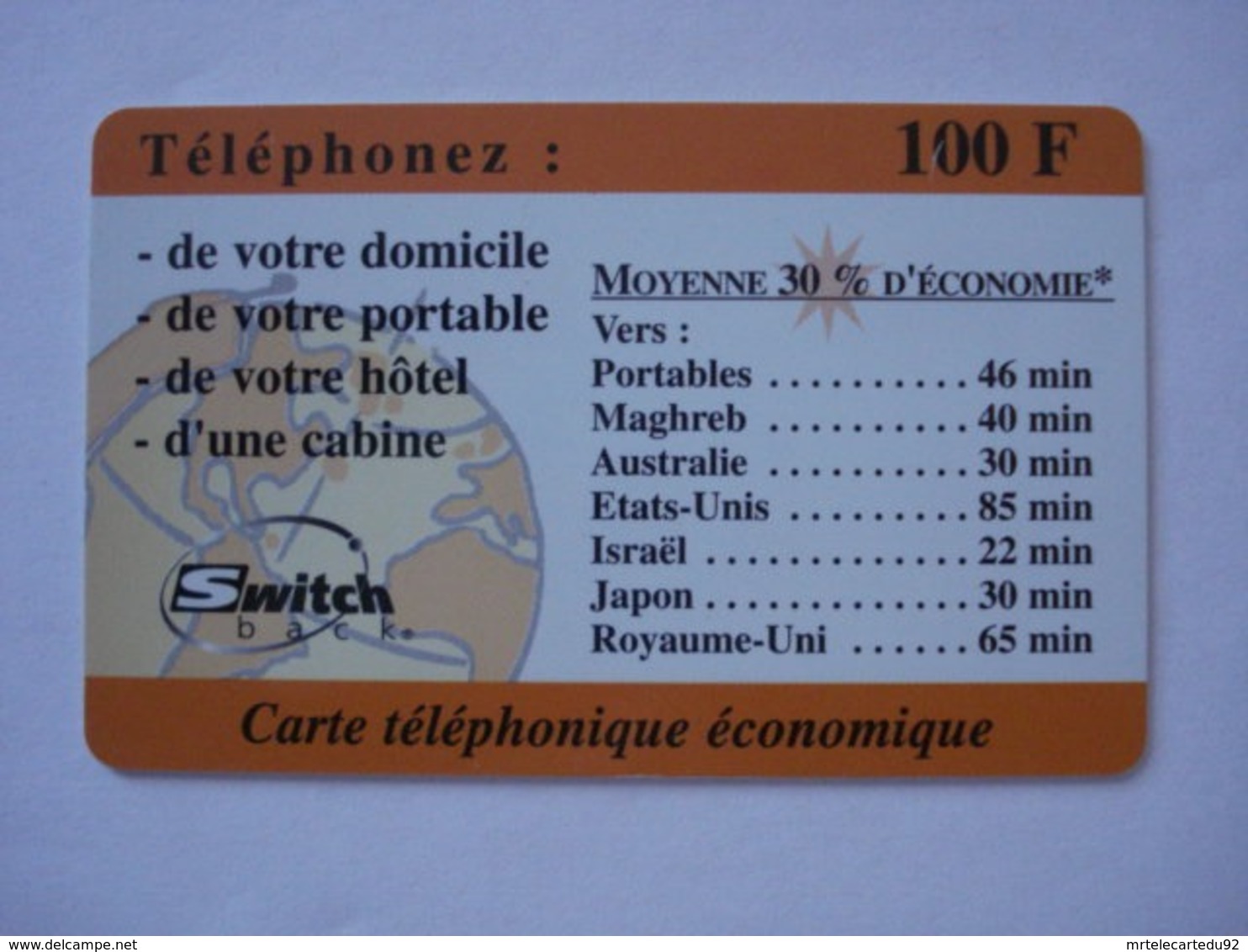 Carte Téléphonique Prépayée " Switchback " (utilisé).RARE - Mobicartes (recharges)