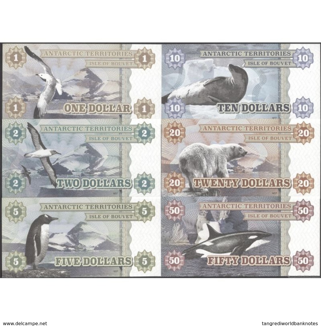 TWN - ISLE OF BOUVET (private Issue) - 1-2-5-10-20-50 Dollars 2011 Set Of 6 - Series B UNC - Altri & Non Classificati