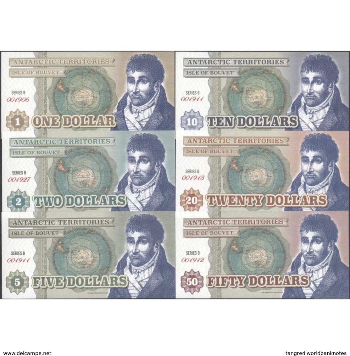 TWN - ISLE OF BOUVET (private Issue) - 1-2-5-10-20-50 Dollars 2011 Set Of 6 - Series B UNC - Altri & Non Classificati