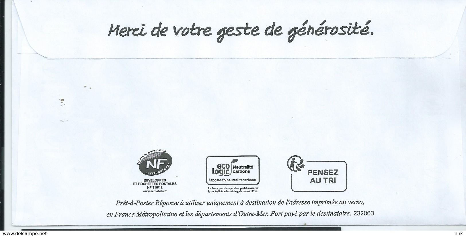 Entiers Postaux : Enveloppe Réponse Type L'Engagée Yzeult Catelin PRIO Datamatrix CARITAS 232063 ** - PAP: Antwort/Marianne L'Engagée