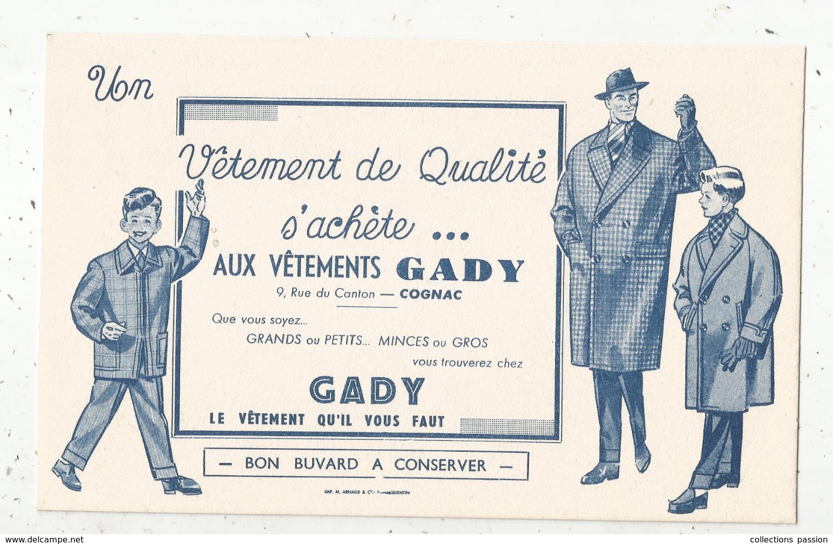 Buvard ,vêtement De Qualité ,GABY , 9 Rue Du Canton, COGNAC ,  CHARENTE ,frais Fr 1.55 E - Textile & Vestimentaire