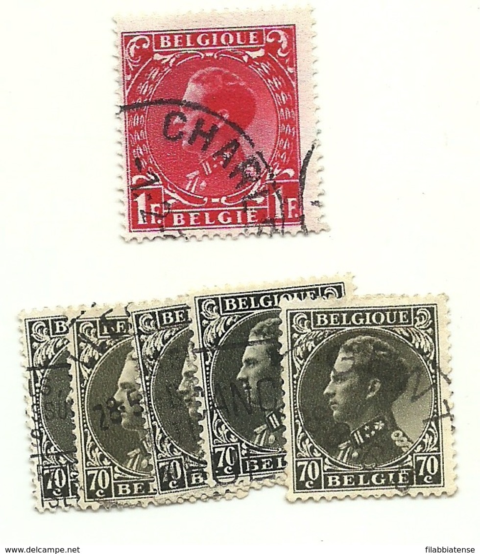 1934 - Belgio 401x5 + 403 Effigie                     ---- - 1935 – Brüssel (Belgien)