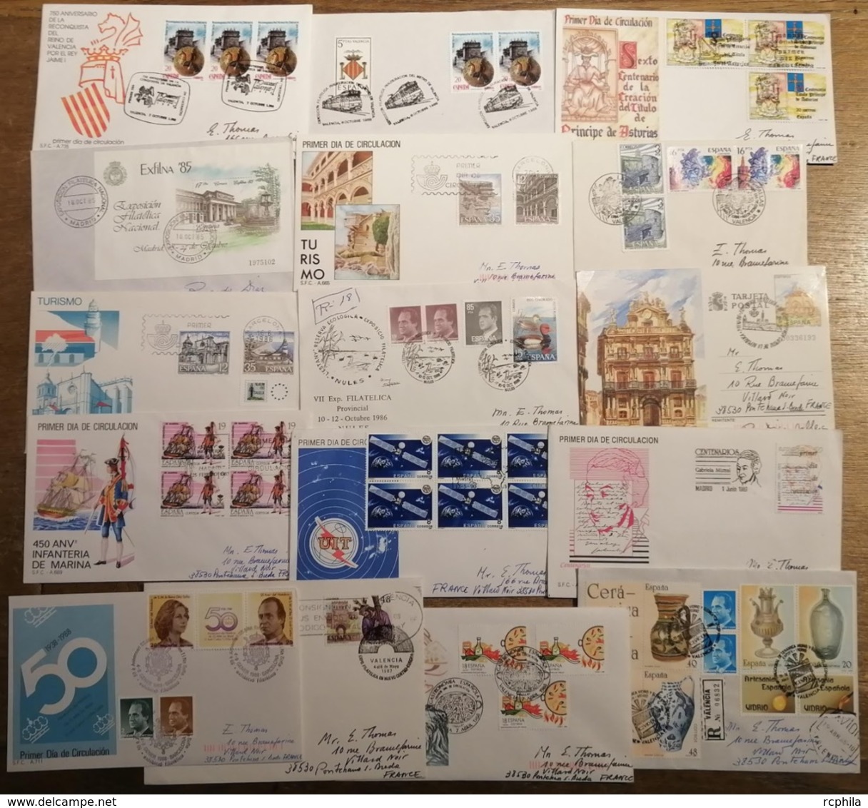 RC 14277 ESPAGNE LOT DE 15 LETTRES + 1 ENTIER ANNÉES 1985 / 1989 TB - Storia Postale