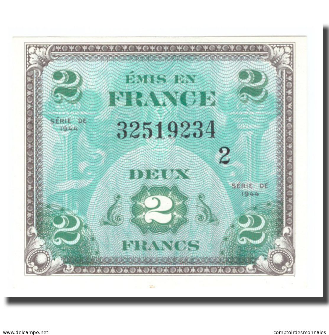 France, 2 Francs, Drapeau/France, 1944, 1944, SPL+, Fayette:VF16.2, KM:114b - 1944 Flagge/Frankreich
