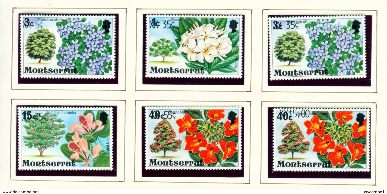 MONTSERRAT - 1980 Flowering Trees Definitive Surcharge Set Unmounted/Never Hinged Mint - Montserrat