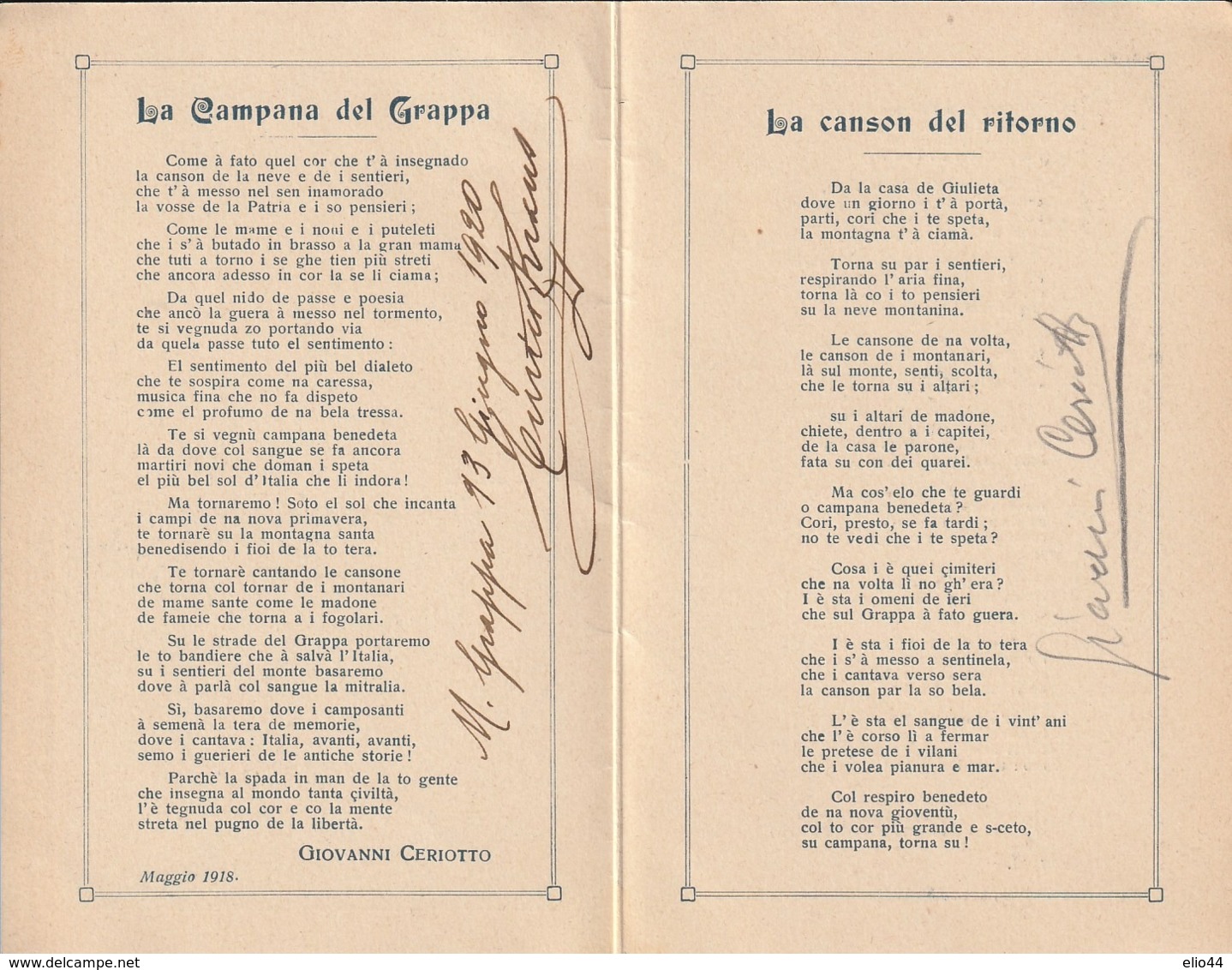 Veneto - Vicenza - Bassano D.G.- A Cura Del Club Alpino Italiano Sez. Di Bassano - La Campana Del Grappa - - Vicenza