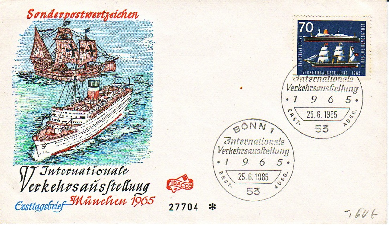 ALLEMAGNE : 1965 - FDC - Expo Transports à Munich - Ships