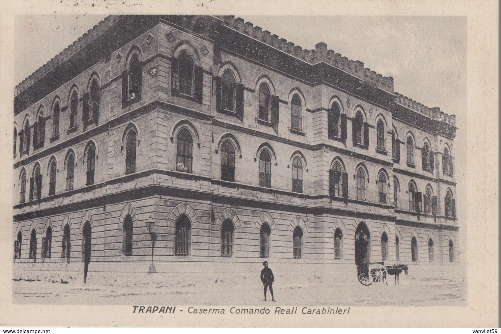 TRAPANI-CASERMA COMANDO REALI CARABINIERI-CARTOLINA VIAGGIATA IL 16-12-1926 - Trapani