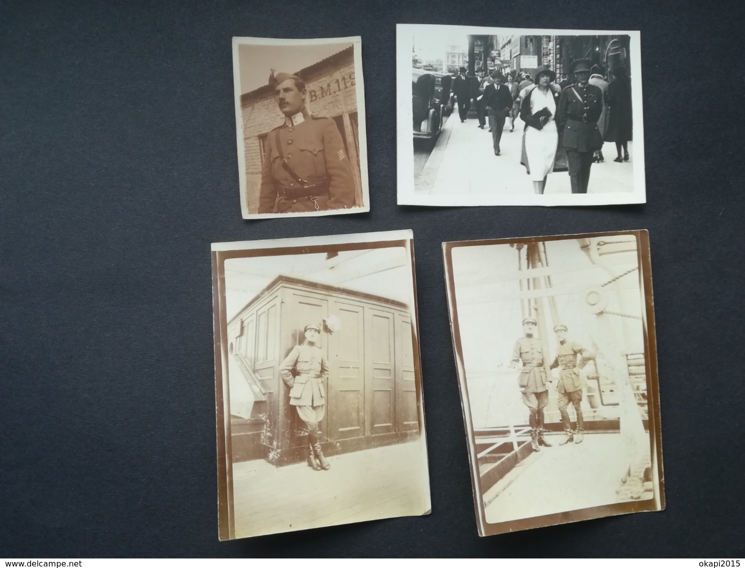 MILITAIRES UNE PERSONNE NOMMÉE À BORD BATEAU ANVERSVILLE COMPAGNIE BELGE MARITIME DU CONGO ANNÉE 1917 4 PHOTOS BELGIQUE