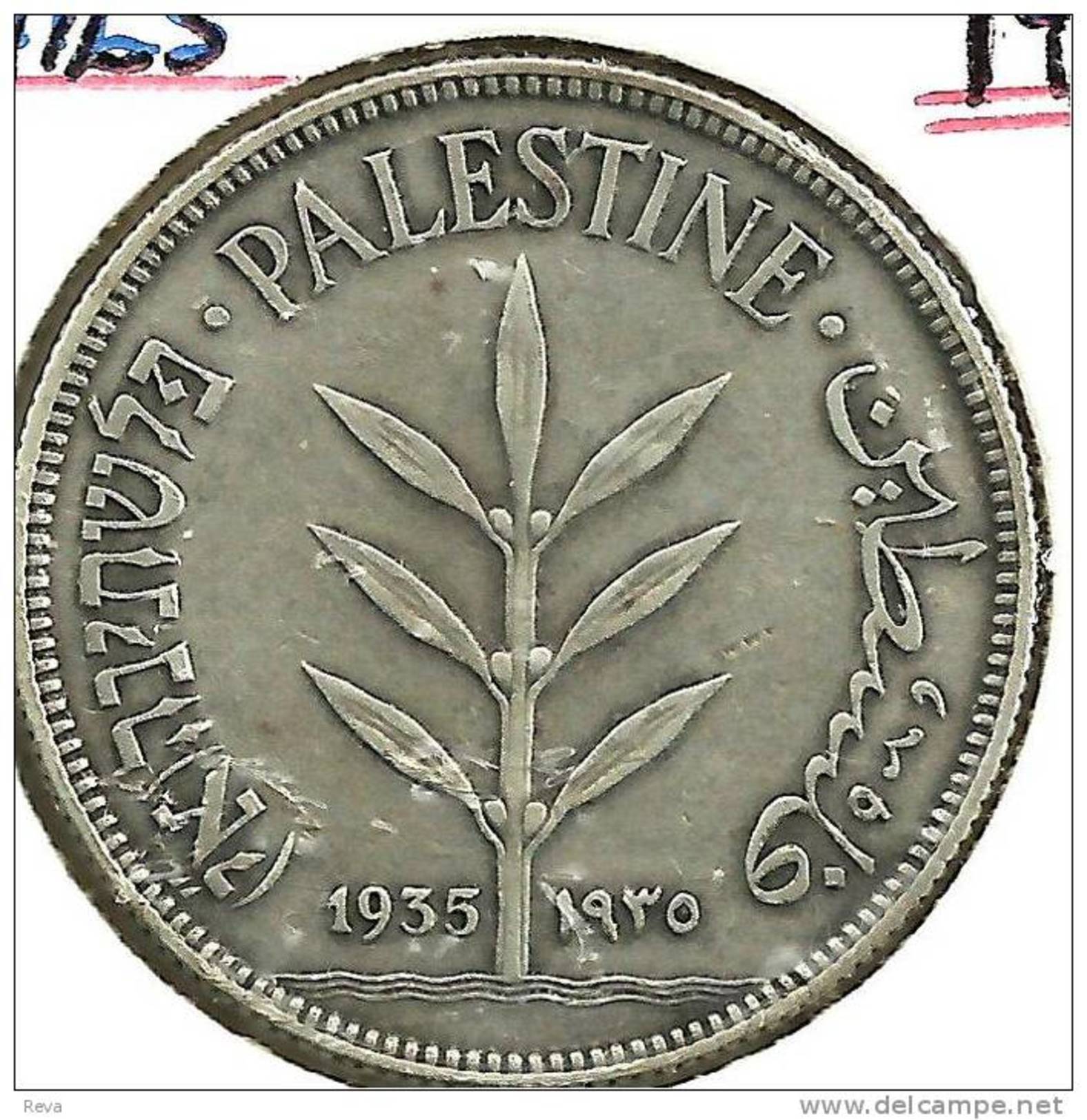 PALESTINE 100 MILS  INSCRIPTIONS FRONT & FLOWER BACK 1935 AG SILVER VF KM7 READ DESCRIPTION CAREFULLY!! - Altri – Asia