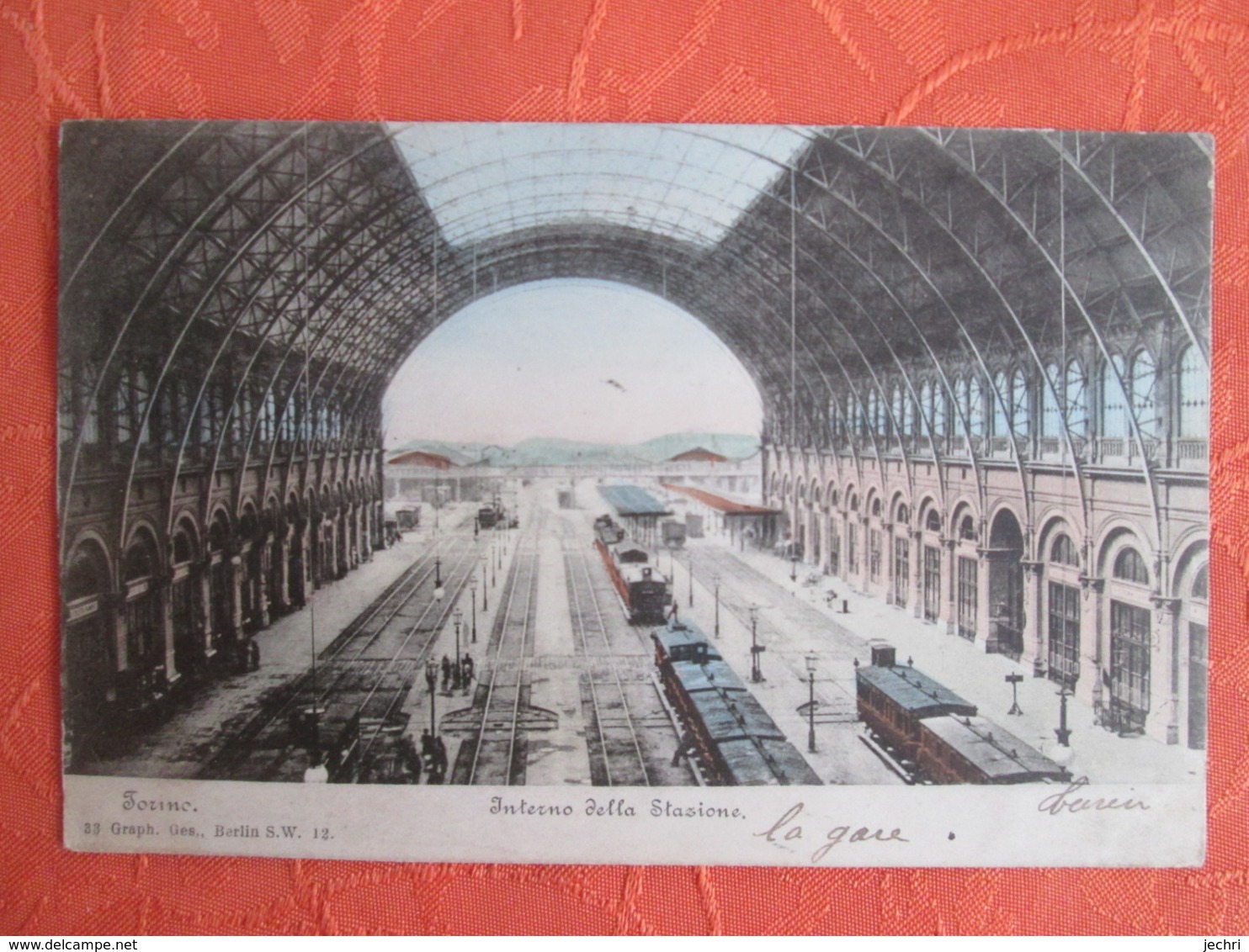 Torino . Interno Della Stazione Dos 1900 . Cachet Torino Ferrovia - Transports