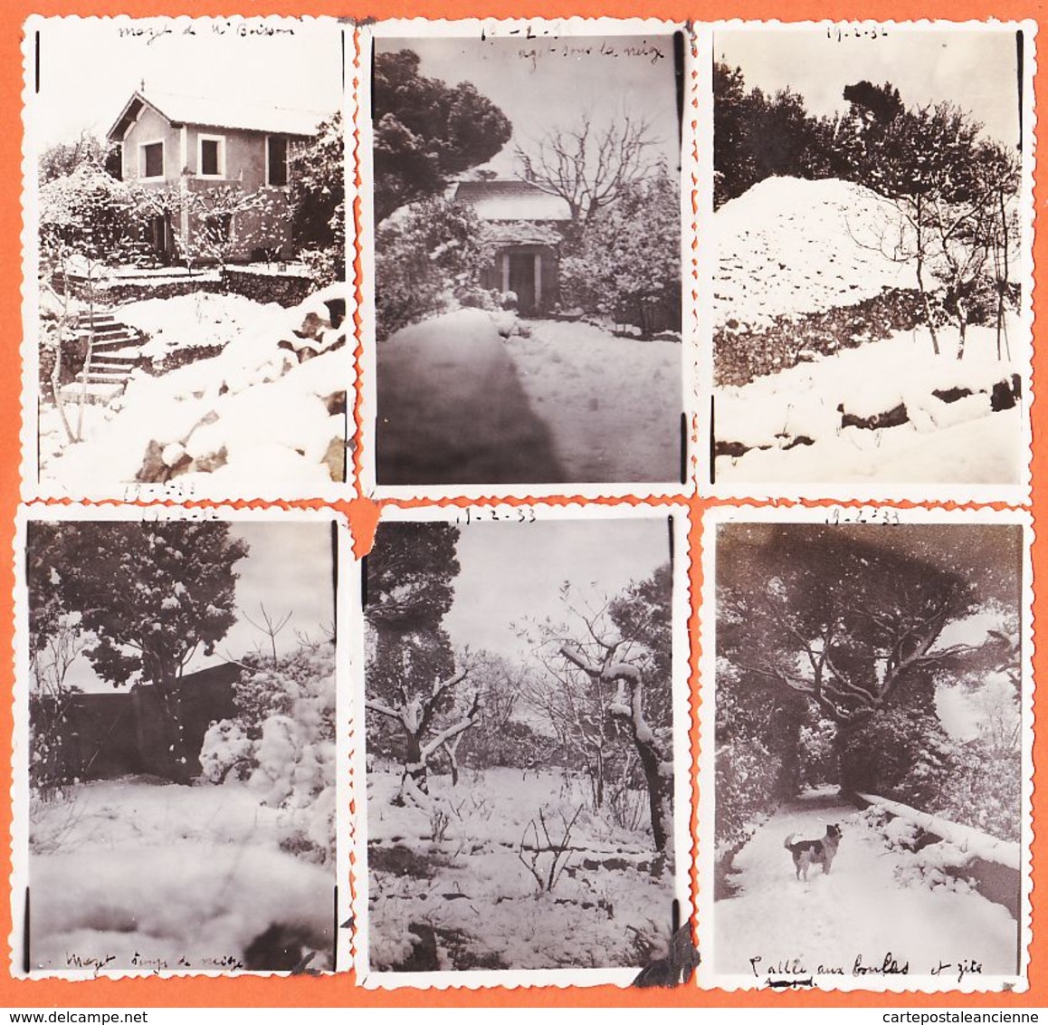 Sat070 LE MAZET Gard ? Hérault ? De M. BOISSON Sous La Neige Hiver 19 Février 1933 Famille MARNAT - 6 Photographies 9x6 - Lieux