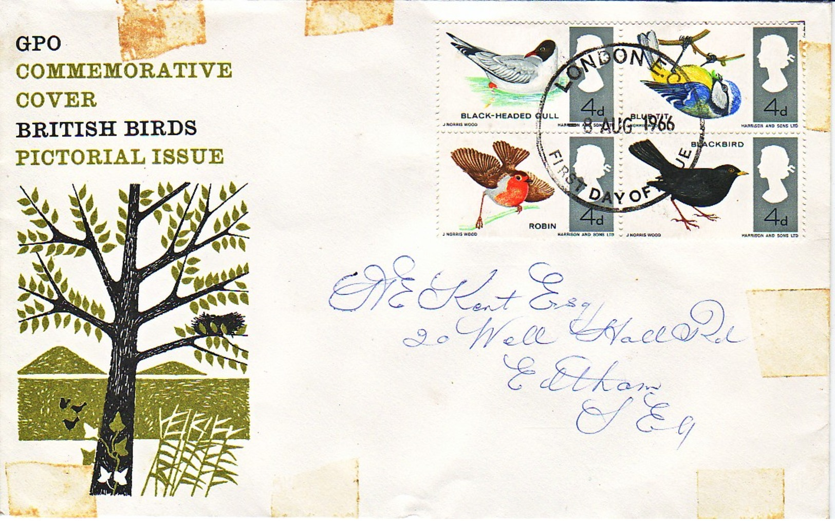 GRANDE BRETAGNE : 1966 - FDC - Oiseaux - Otros & Sin Clasificación