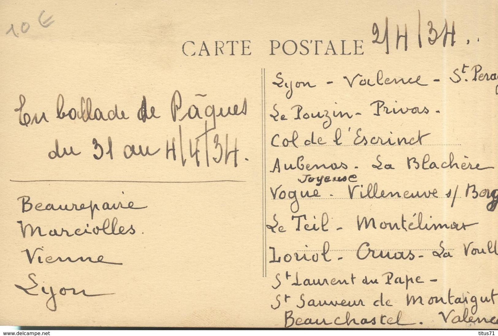 CPA St Sauveur De Montagut - Avenue Du Cheylard - Hôtel De La Poste -  Circulée 1934 - Autres & Non Classés