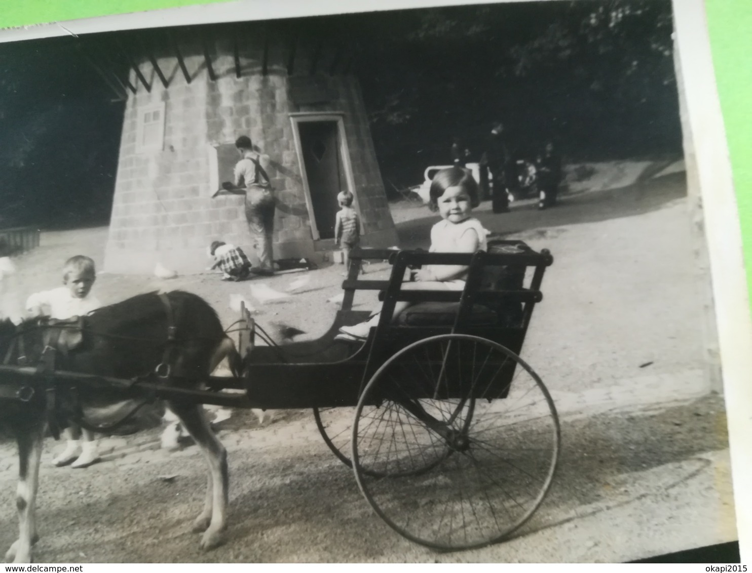 ATTELAGE  CHÈVRE ENFANTS AU PARC DE SPA UNE CARTE - PHOTO DE 1934 + 2 CARTES POSTALES CASCADE MONUMENTALE + 9 PHOTOS - Spa