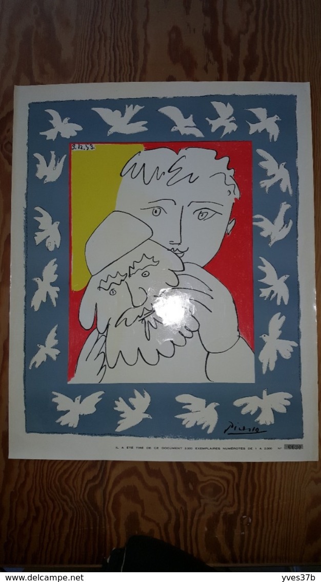 Affiche Non Pliée "PICASSO 3/12/1953 COLOMBE Numérotée N°621 Sur 2000 Ex. Rare TB - Affiches