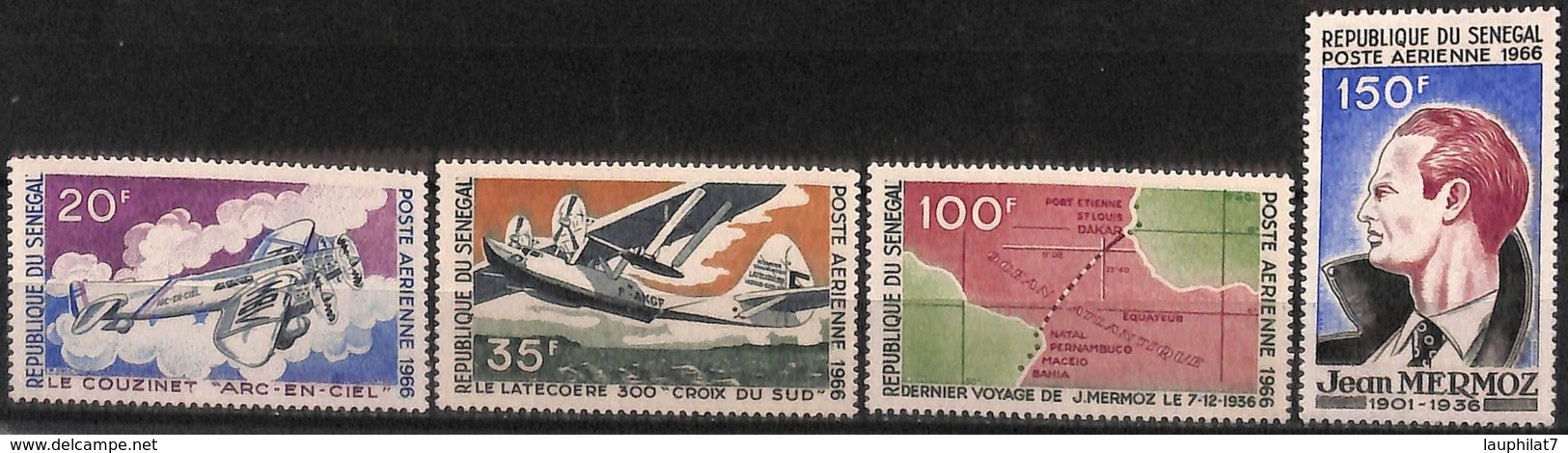 [828500]TB//**/Mnh-Sénégal 1966 - PA54/57, Mermoz Jean, Aviateur, Avions, Célébrité, Cartes Géographiques, Poste Aérienn - Avions