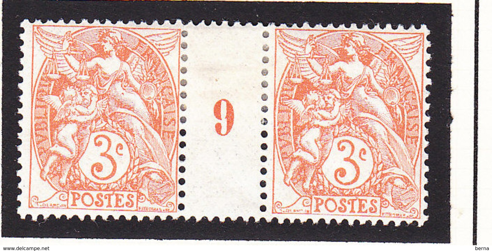 FRANCE 109 PAIRE MILL 9 TYPE IB NEUF CHARNIERE - Millésime