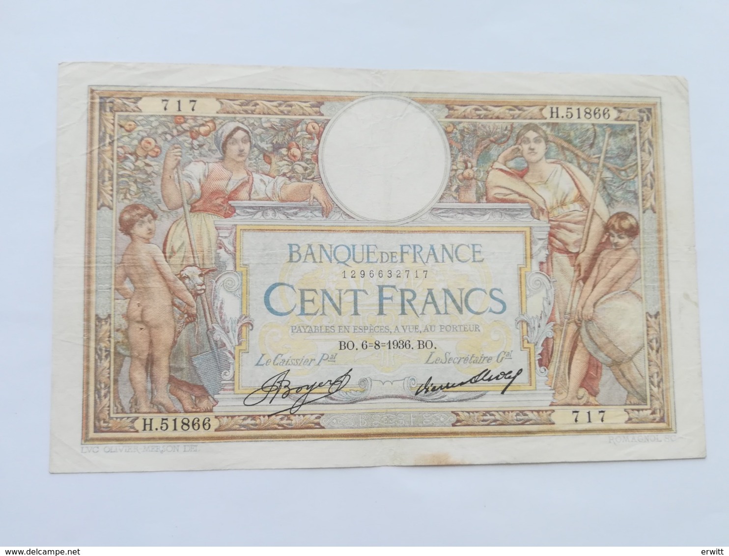 FRANCIA 100 FRANCS 1936 - 100 F 1908-1939 ''Luc Olivier Merson''