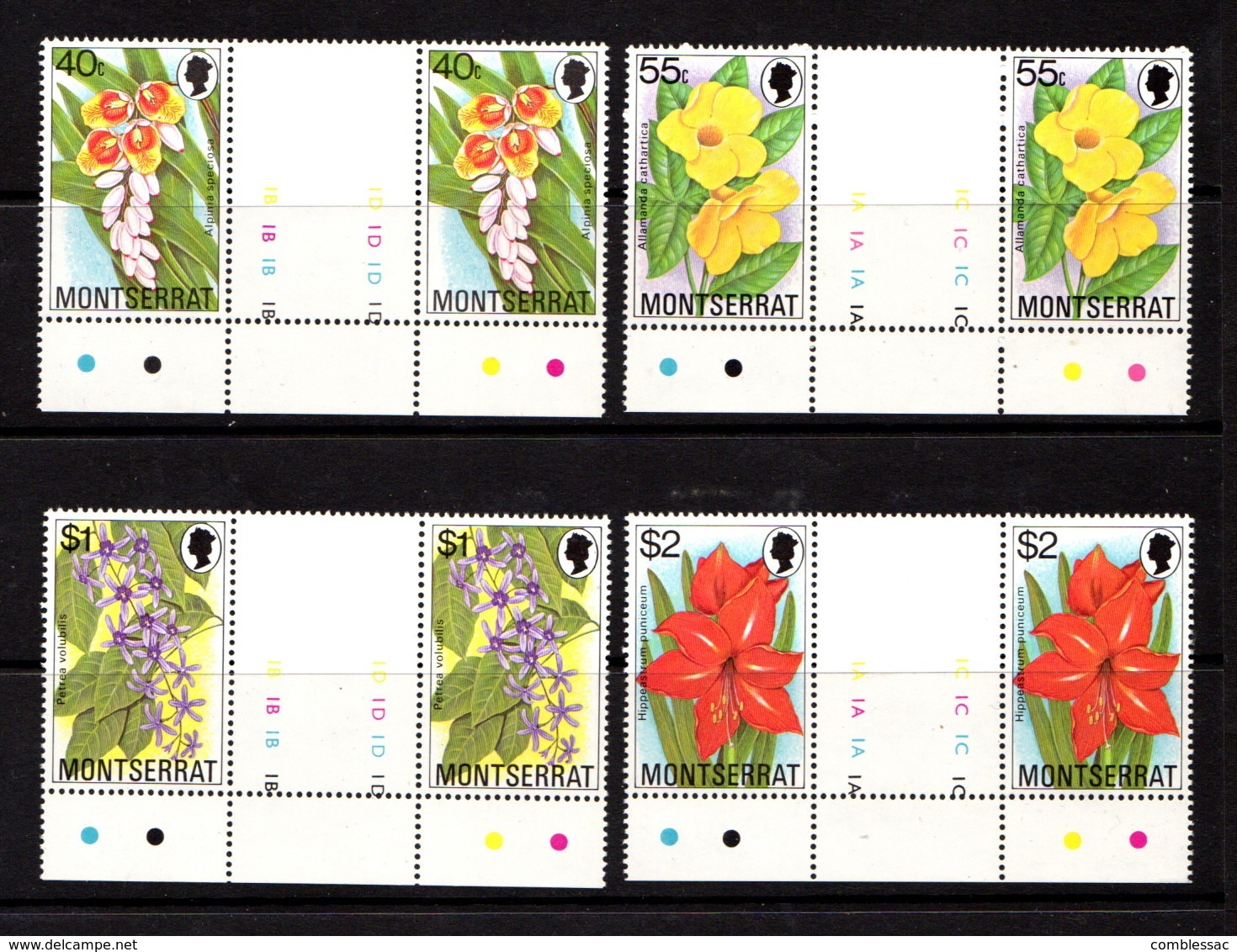 MONTSERRAT    1978    Flowers     Set  Of  4   Gutter  Pairs    MNH - Montserrat