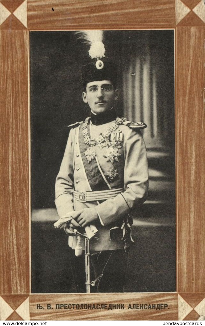 Crown Prince Alexander I Of Yugoslavia In Uniform Medals (1909) Postcard - Royal Families