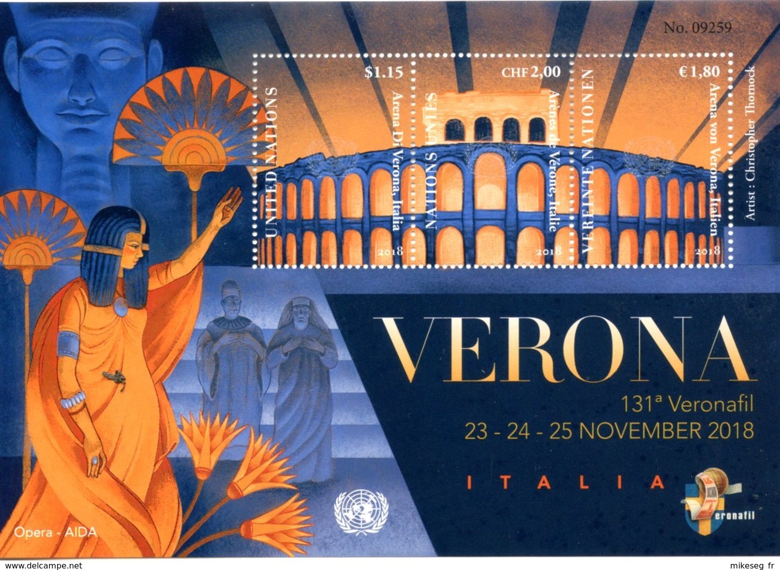 ONU 2018 - 131a Veronafil Exposition Inter. Philatélique En Italie Verona 23-25 November 2018 ** - Blocs-feuillets